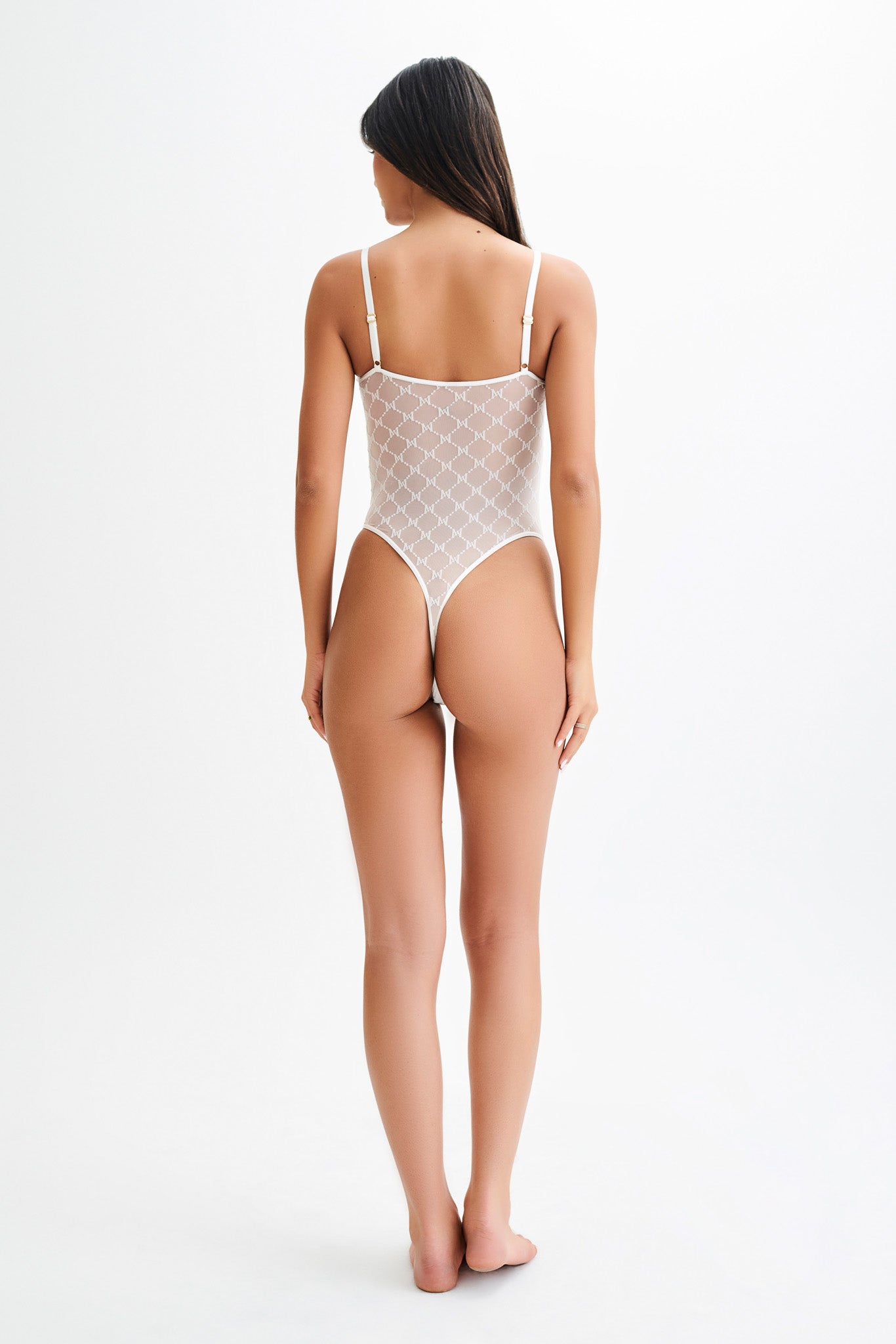 Amelia Monogram Bodysuit - White