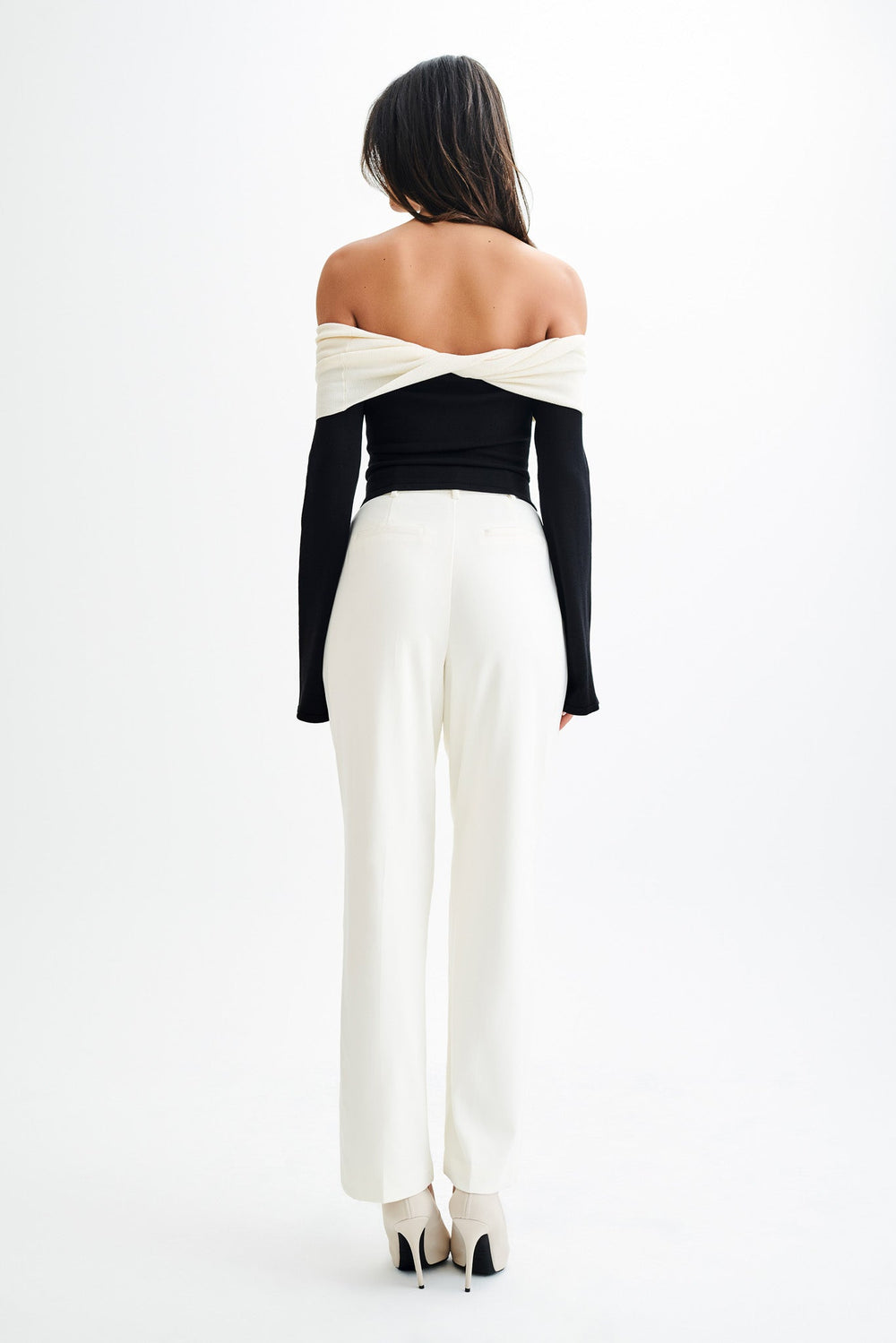 Yoko Contrast Overlay Knit Top - Black/White