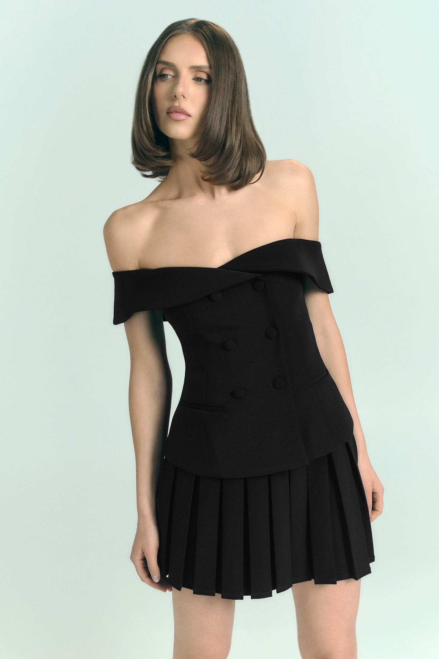 Krista Strapless Suiting Top - Black