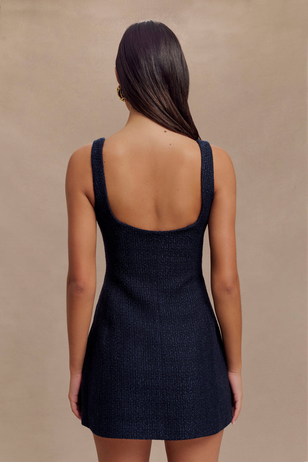 Beth Boucle Mini Dress - Navy