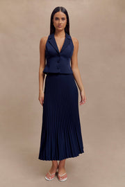 Twyla Pleated Suiting Maxi Skirt - Navy