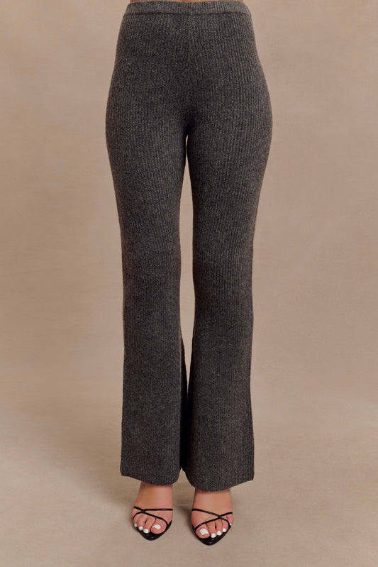 Shyann Straight Leg Knit Pant - Charcoal Marle