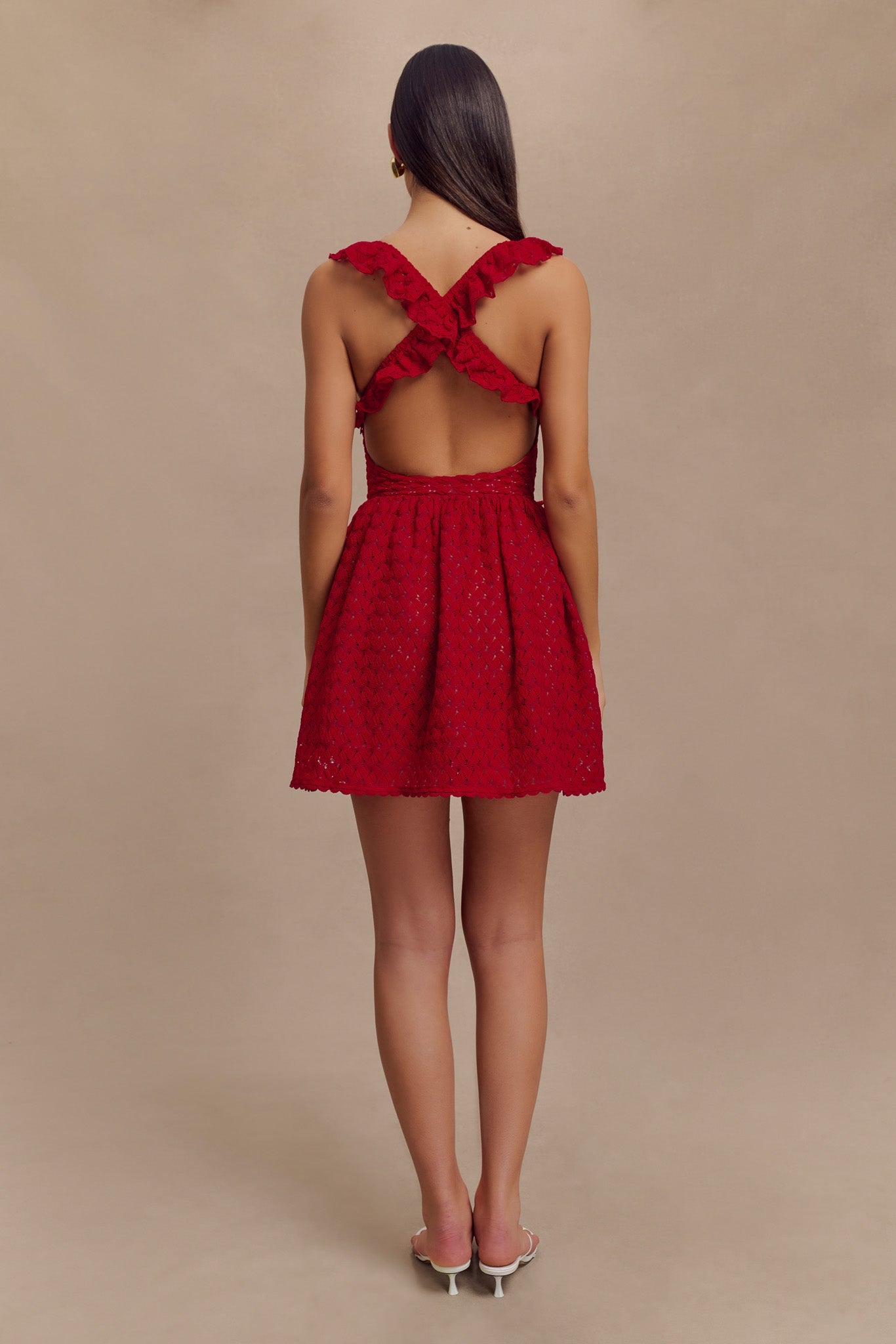 Ezra Lace Mini Dress - Deep Red