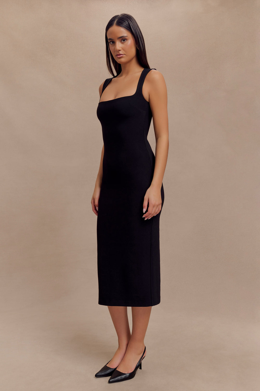 Frida Crepe Midi Dress - Black