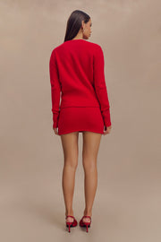 Brianne Knit Mini Skirt - Ruby