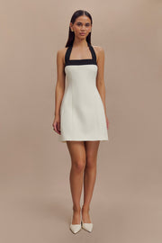 Cara Contrast Suiting Mini Dress - White