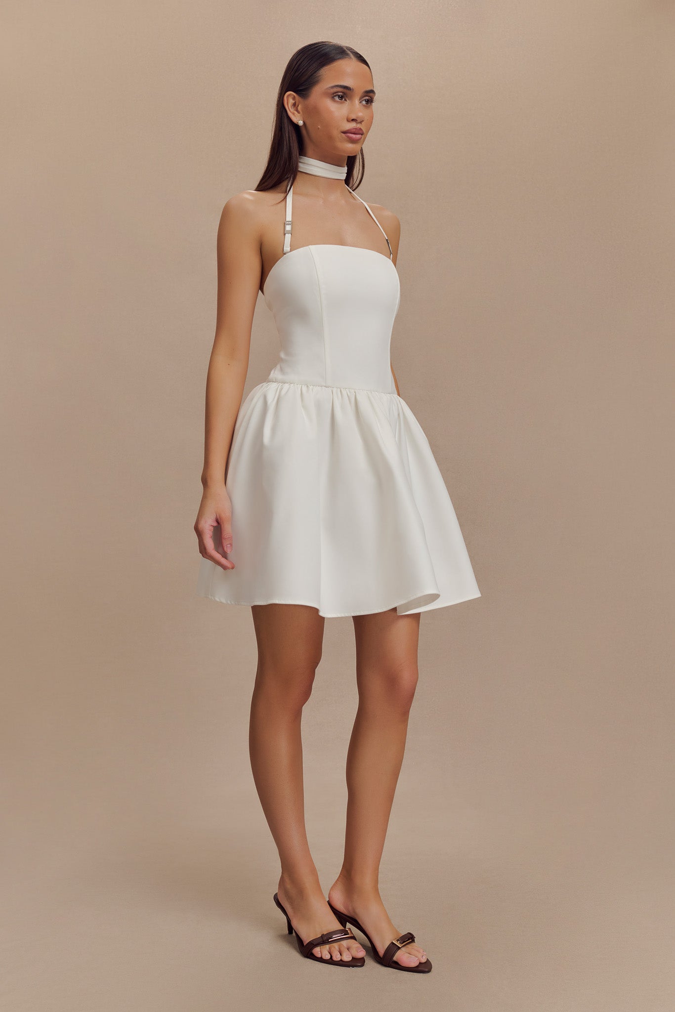 Ruby Halter Mini Dress - White