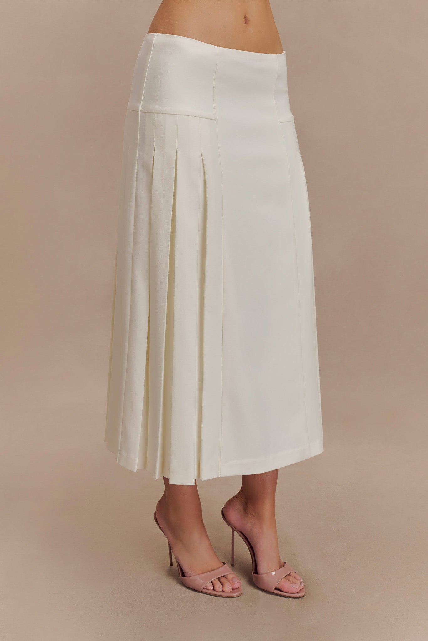 Brigette Pleated Midi Skirt - Ivory