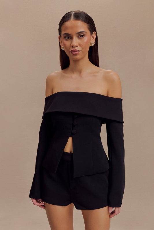 Celene Off Shoulder Jacket - Black