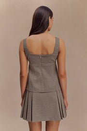 Lawry Structured Longline Top - Tan Check