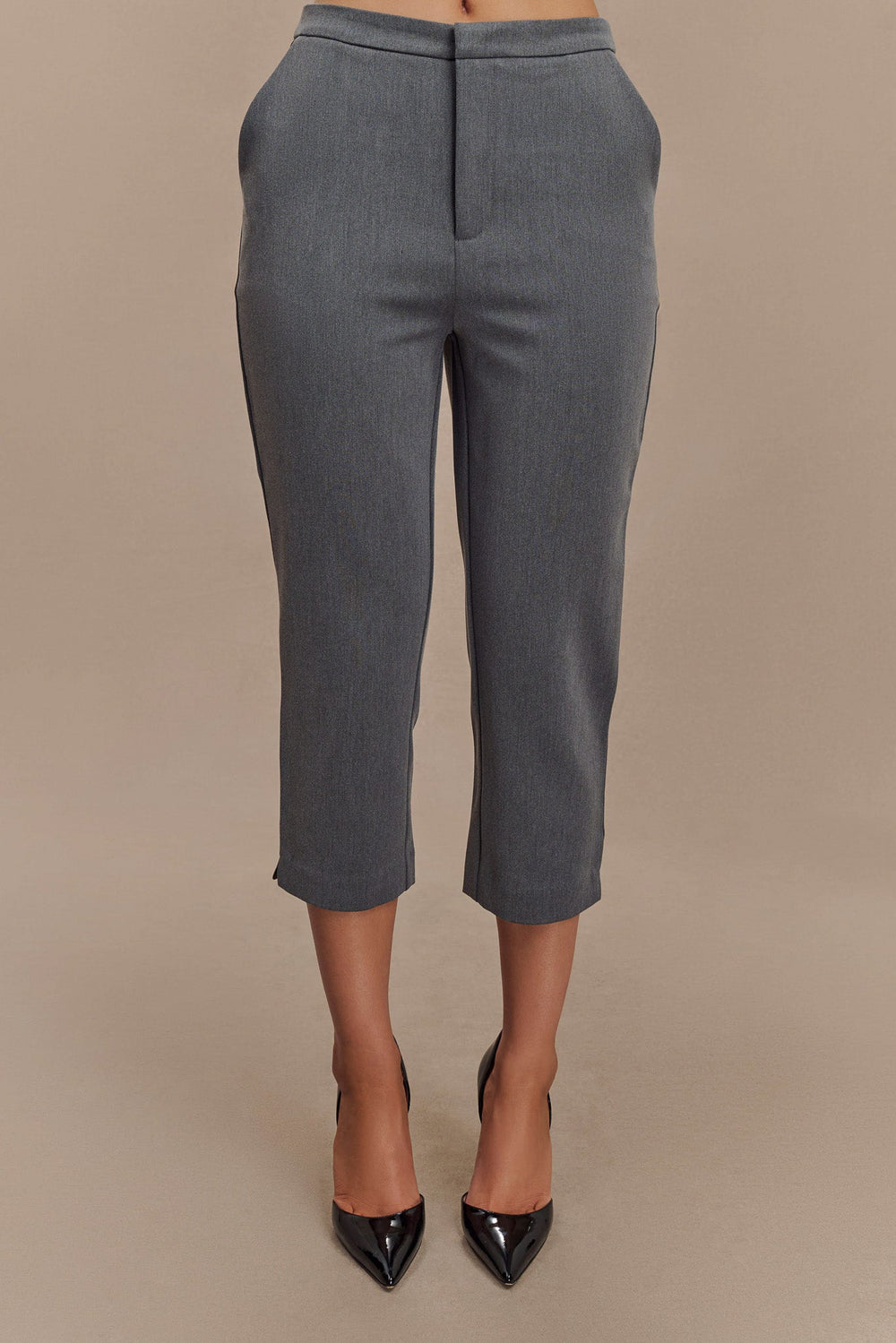 Anne Fitted Capri Pants - Charcoal Marle