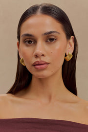 Olympia Textured Square Earrings - Gold