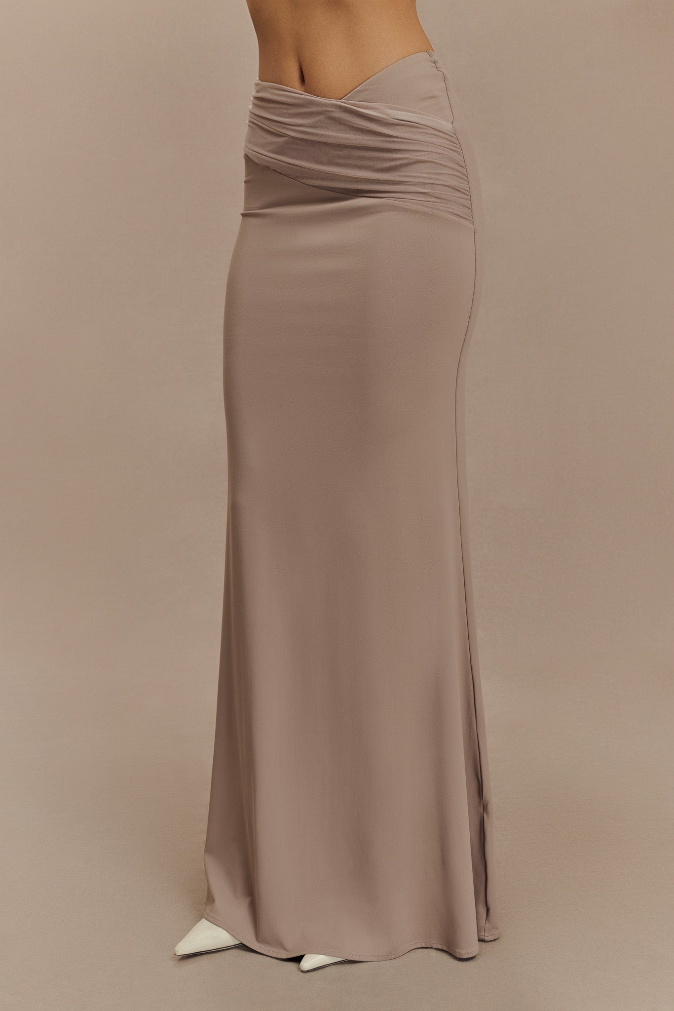 Jules Recycled Nylon And Mesh Maxi Skirt - Taupe