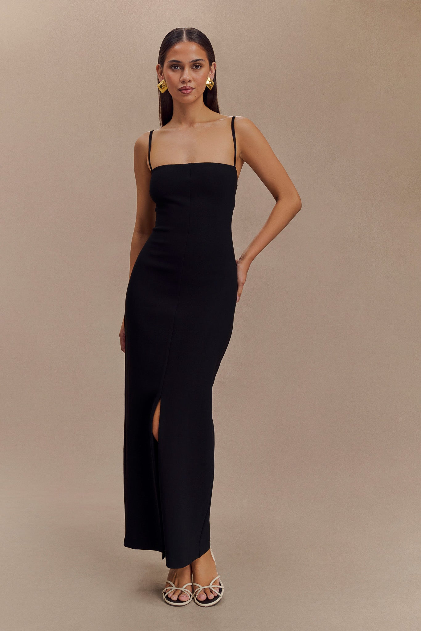 Delia Crepe Maxi Dress - Black