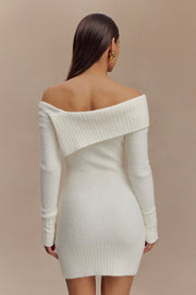 Stephanie Asymmetric Knit Mini Dress - Ivory