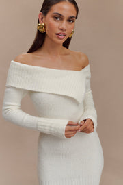 Stephanie Asymmetric Knit Mini Dress - Ivory