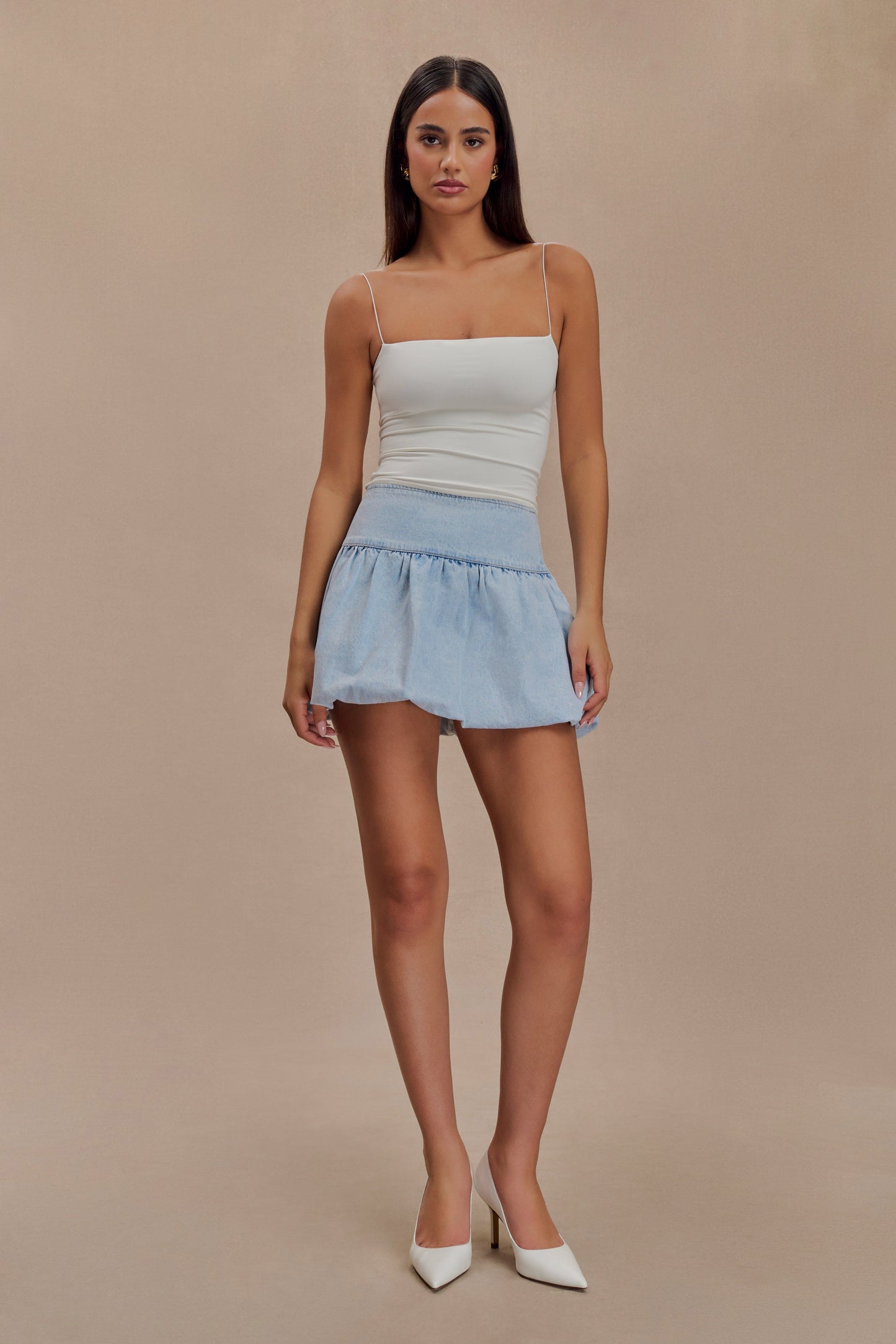 Genia Denim Bubble Mini Skirt - Light Blue