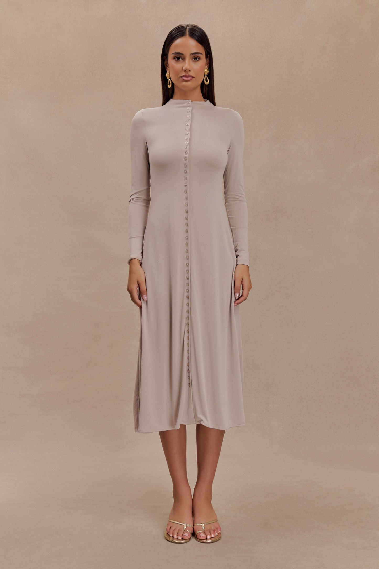 Anders Peached Jersey Midi Dress - Taupe