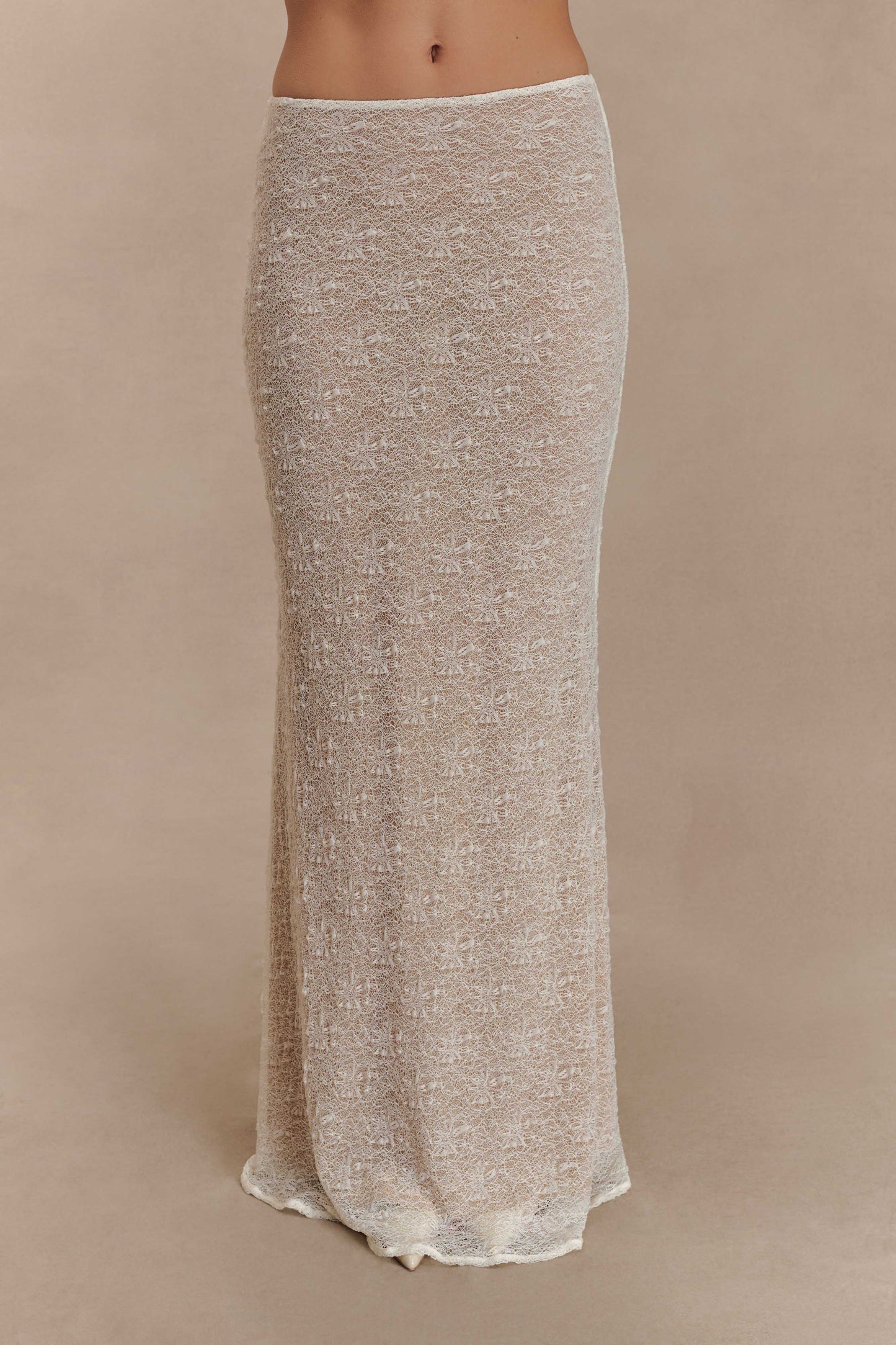 Robyn Sheer Lace Maxi Skirt - Ivory