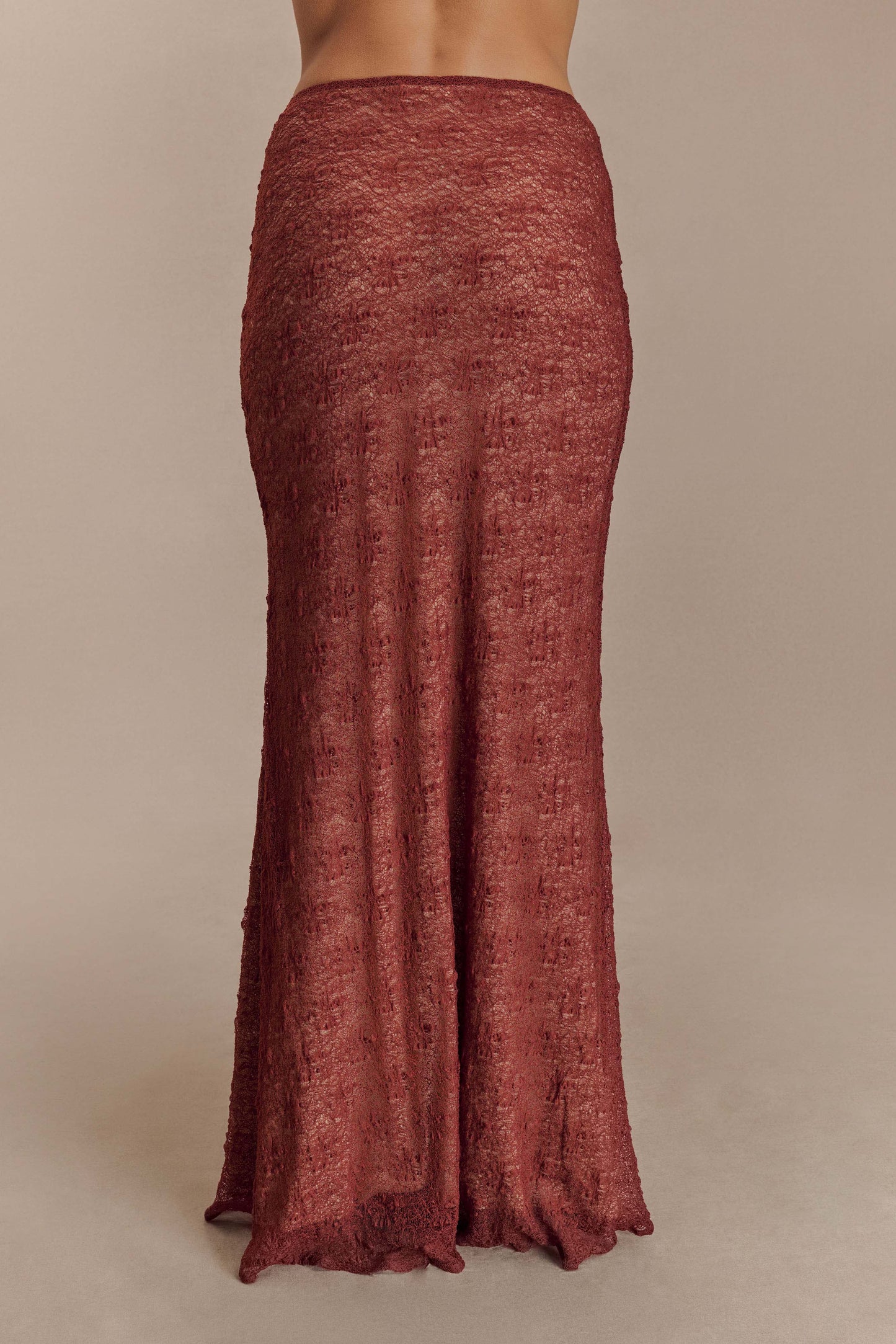 Robyn Sheer Lace Maxi Skirt - Chilli