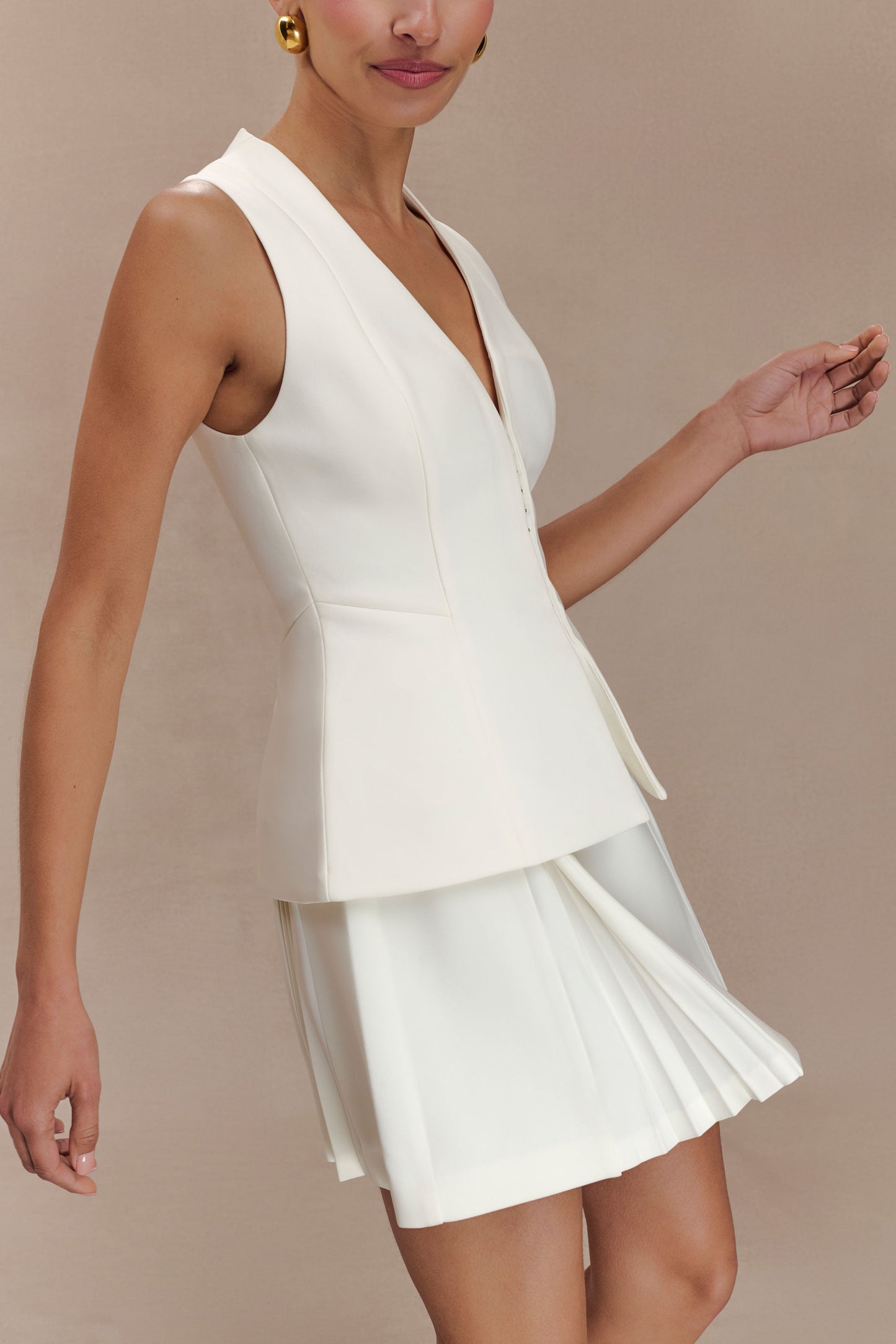 Melinda Mini Skirt With Pleats - Ivory