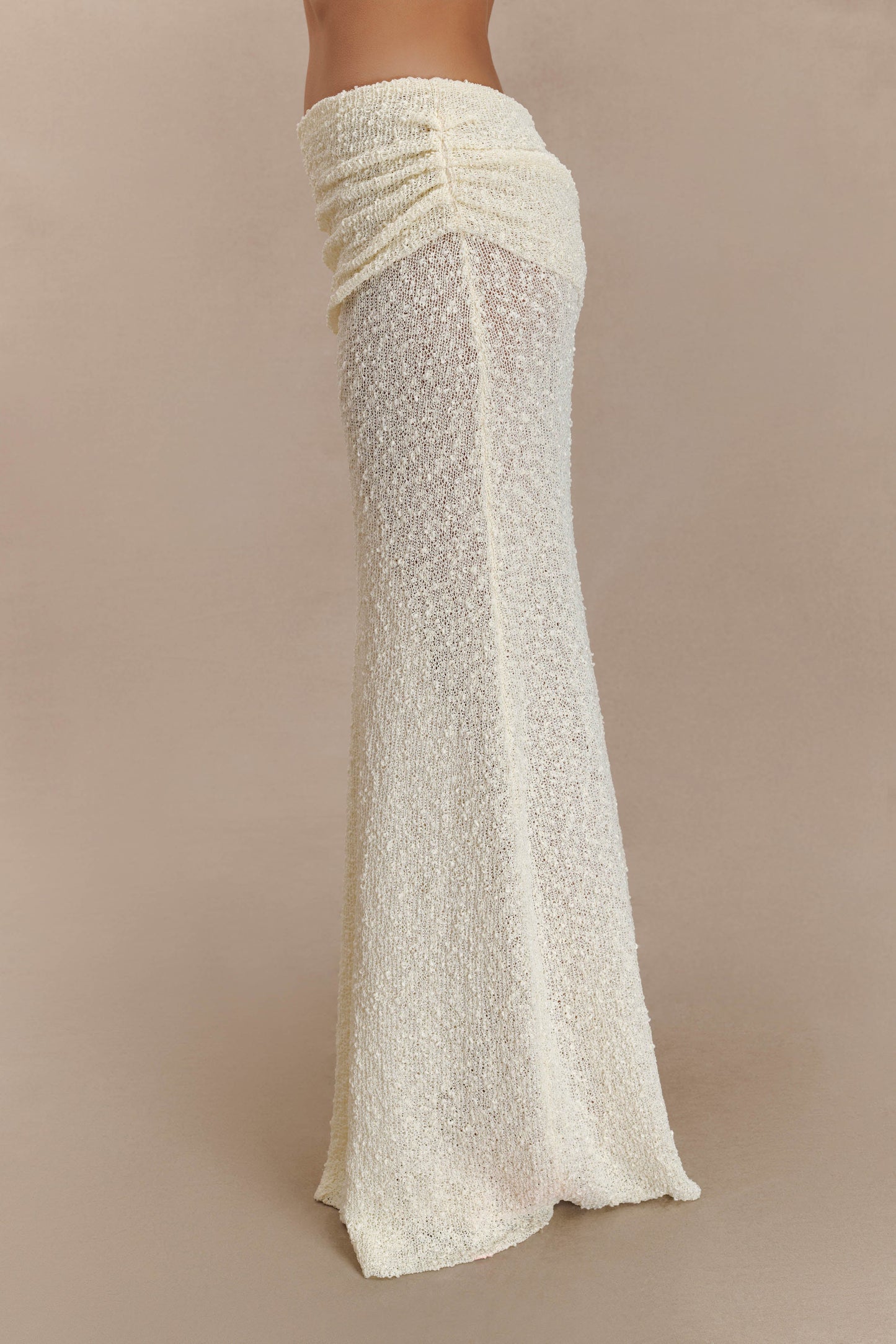 Petra Ruched Knit Maxi Skirt - Ivory