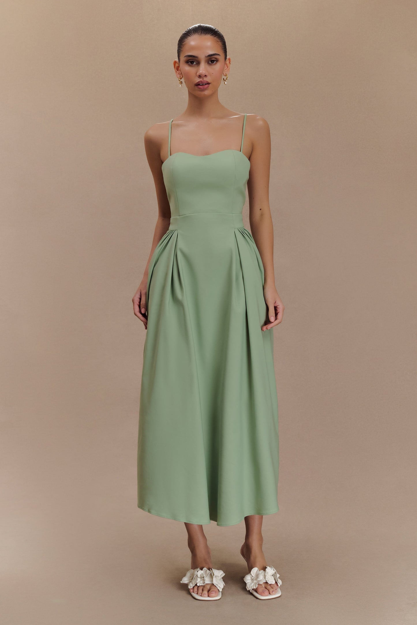 Rebecca Cotton Midi Dress - Basil