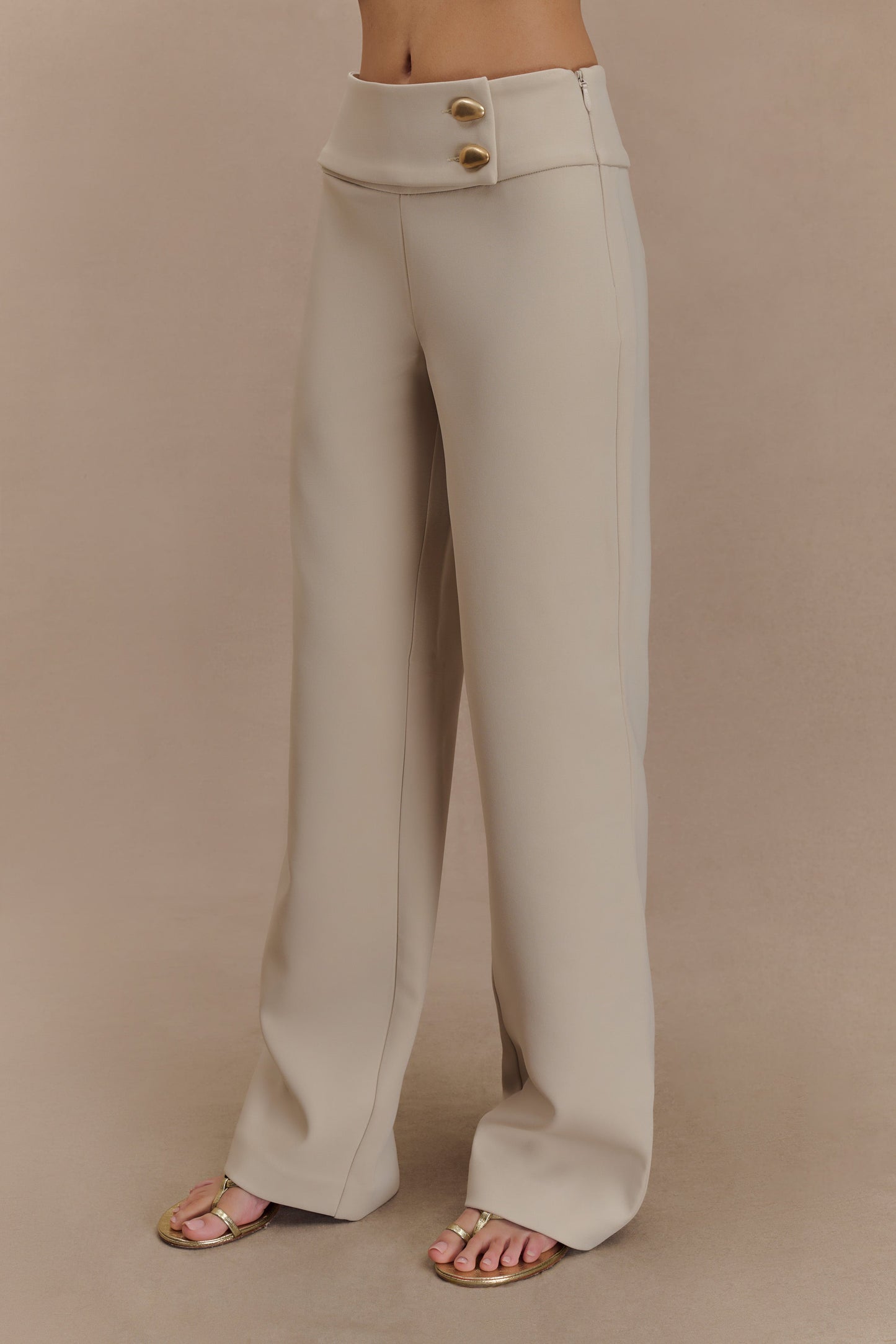 Lindie Straight Leg Suiting Pants - Sand