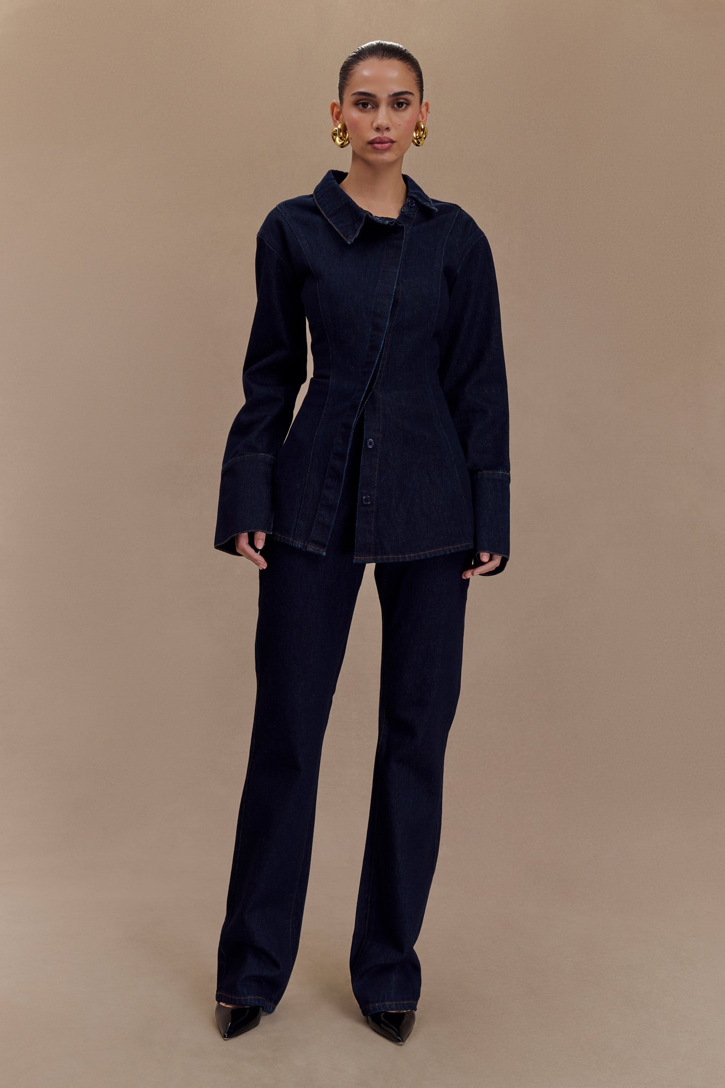 Jericho Asymmetrical Denim Shirt - Indigo Blue