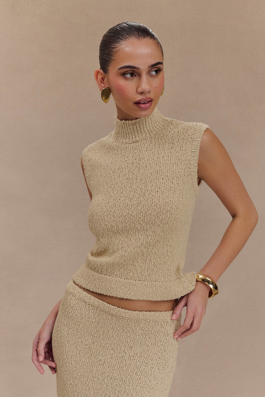 Azalea Sleeveless Knit Top - Wheat