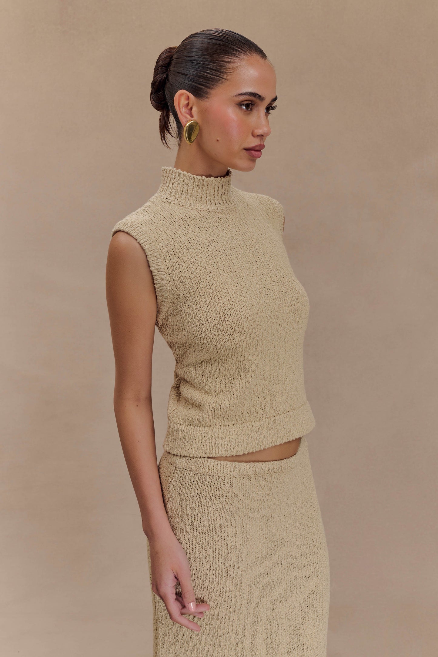 Azalea Sleeveless Knit Top - Wheat