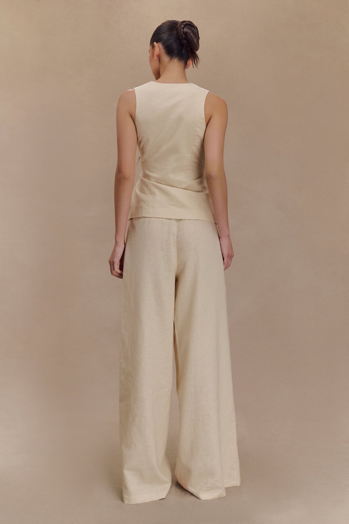 Brandi Linen Straight Leg Pant - Wheat Marle