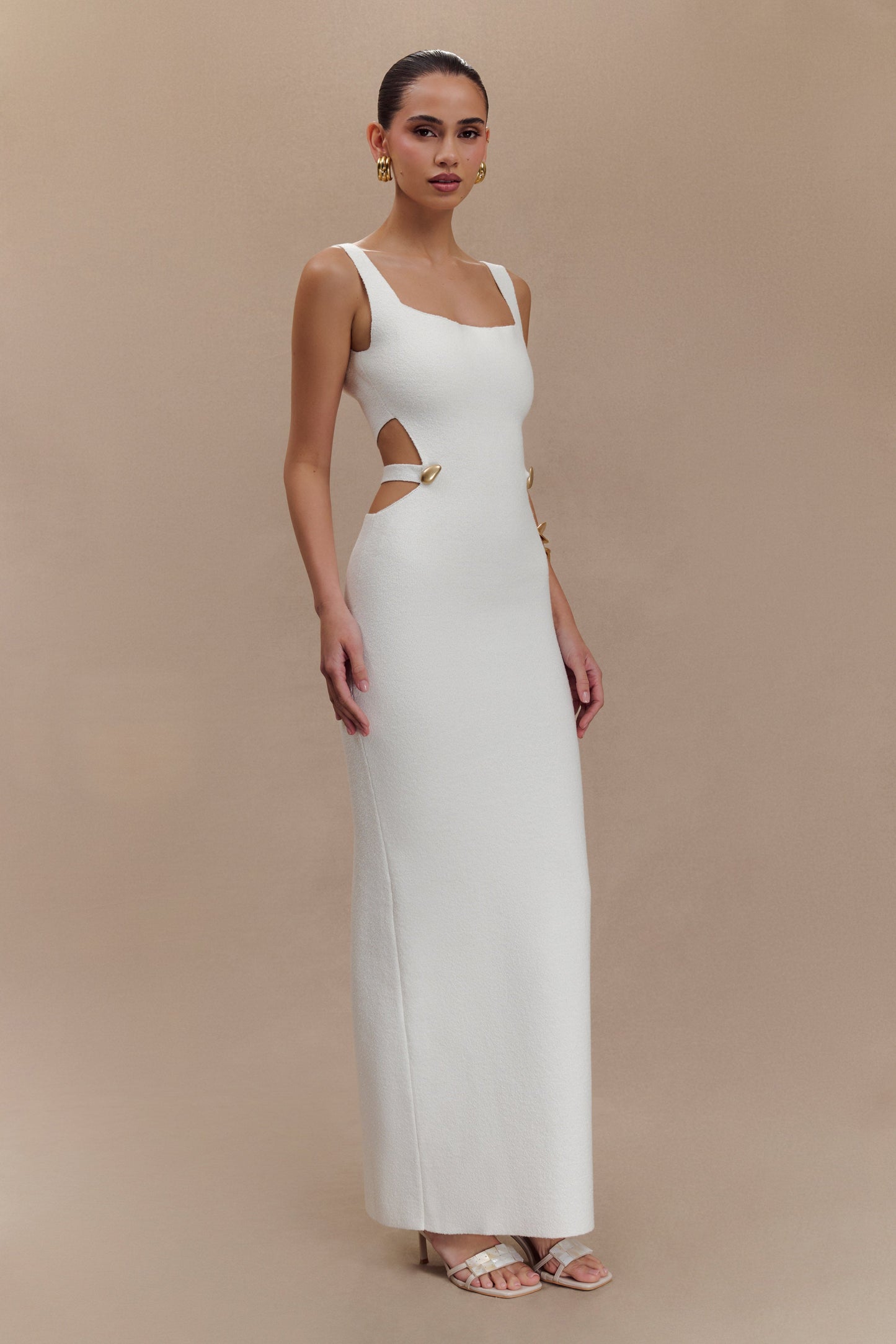 Alysanne Cut Out Knit Maxi Dress - White