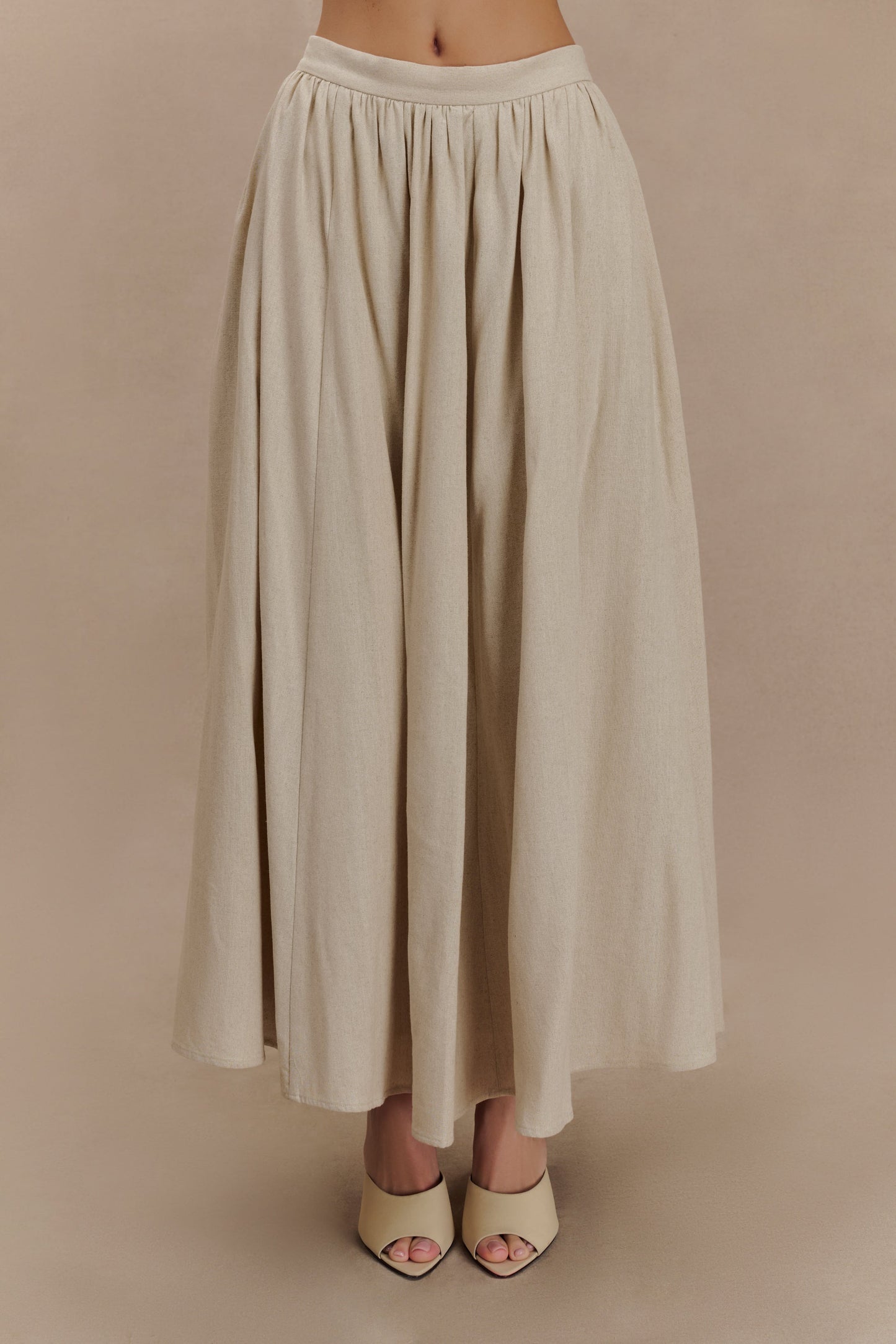 Clarence Linen A-Line Maxi Skirt - Natural