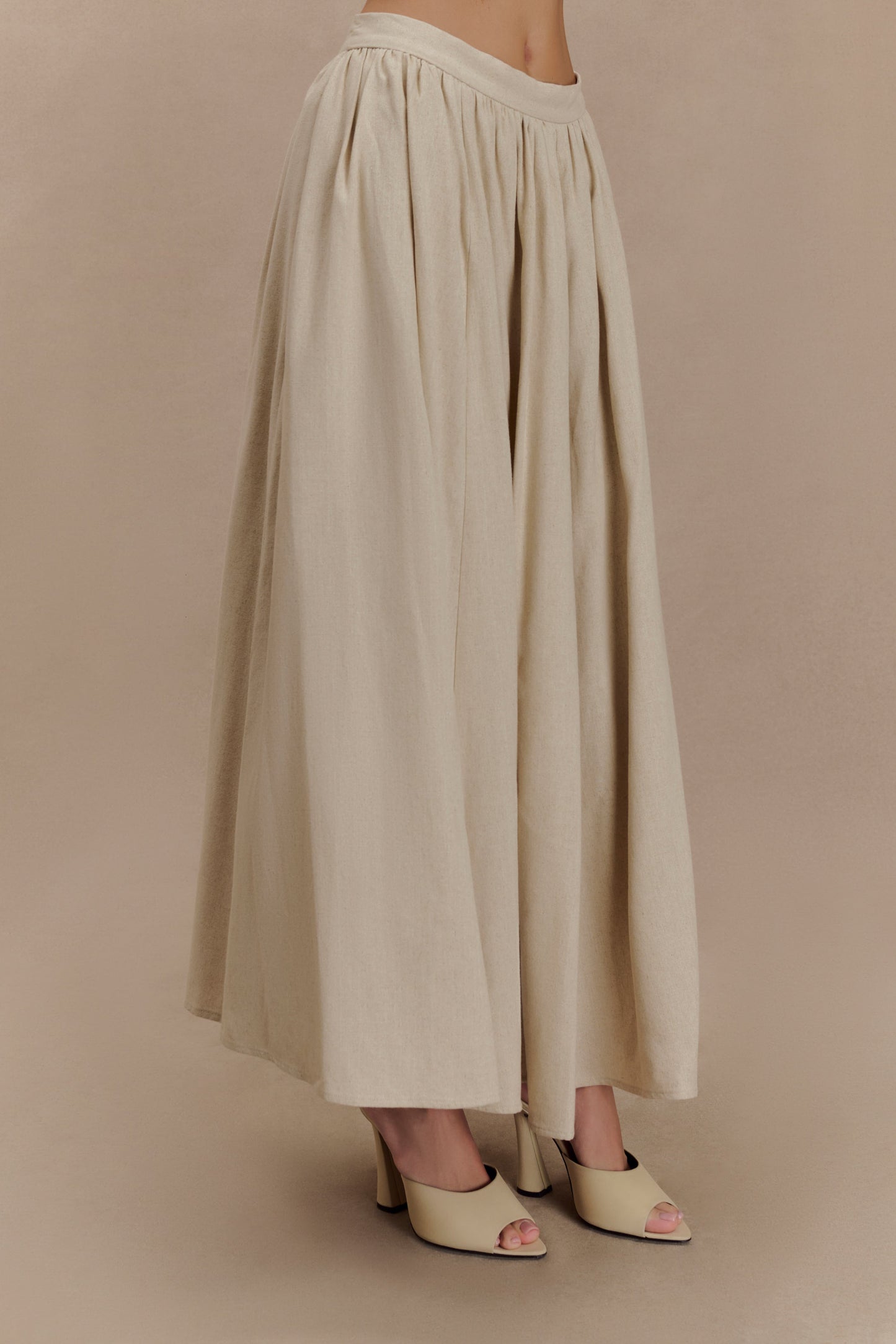 Clarence Linen A-Line Maxi Skirt - Natural