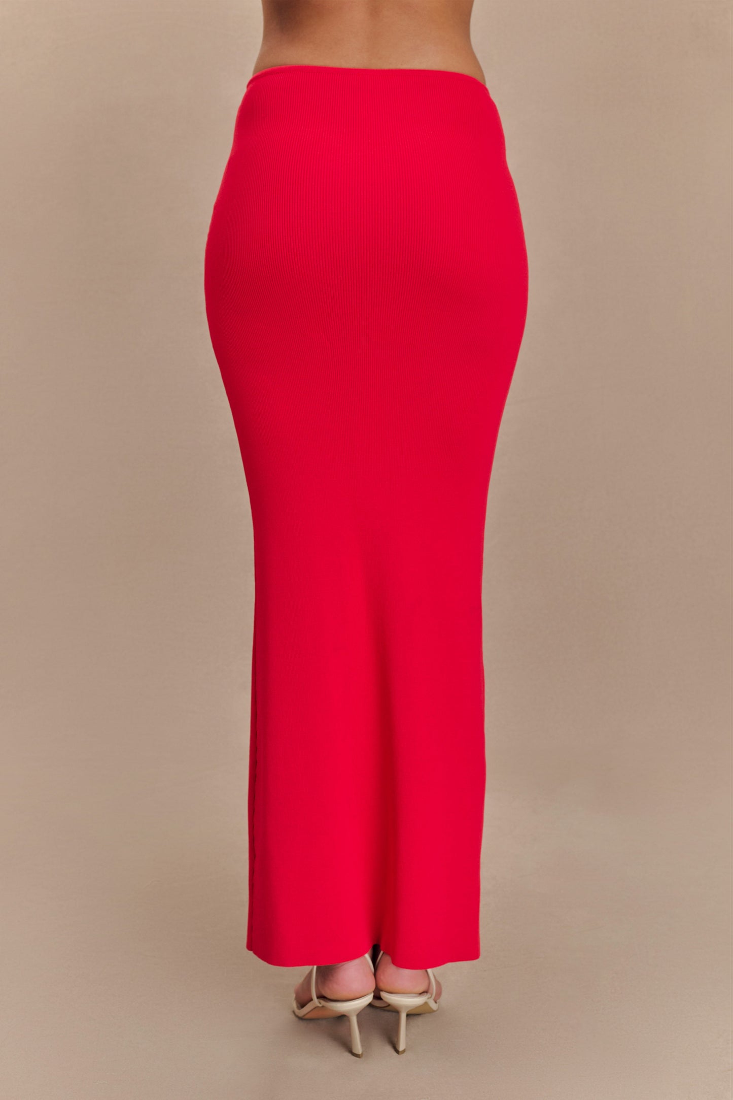 Keaton Fishtail Knit Maxi Skirt - Red