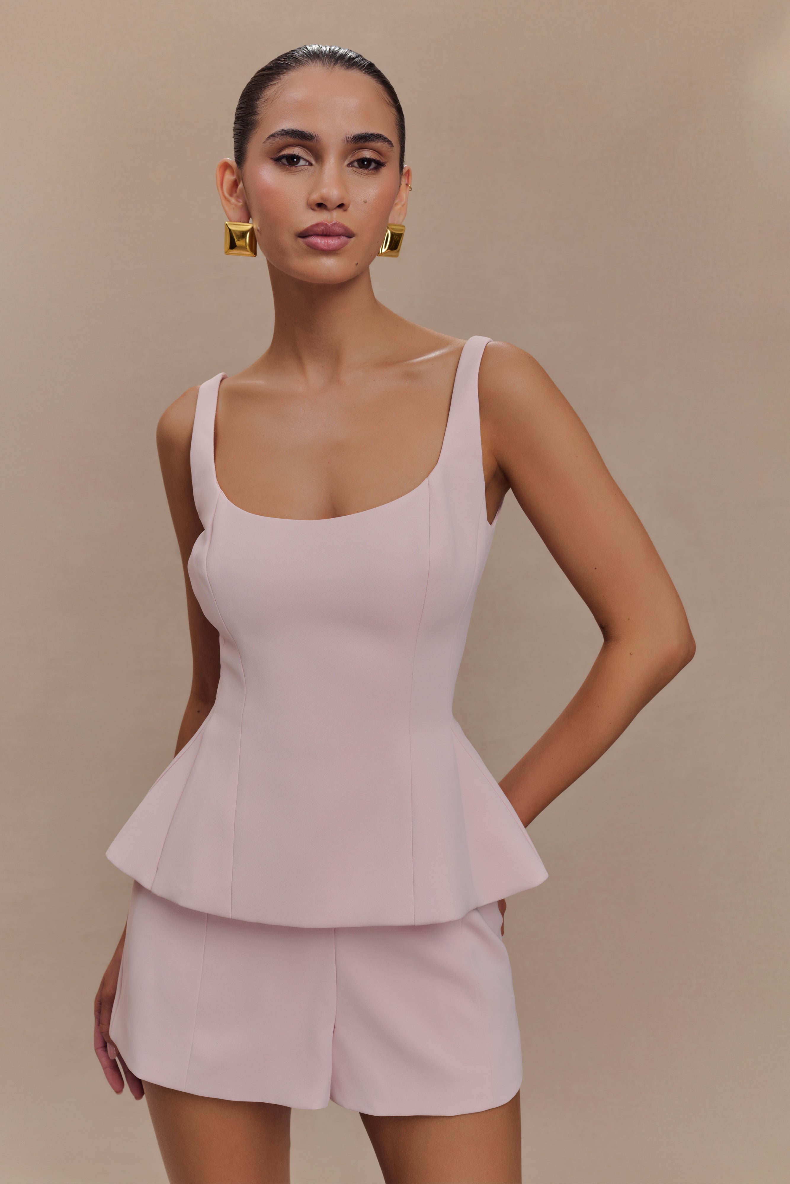 Coral Pink cheapest Peplum Style Top with Cut Out Neckline