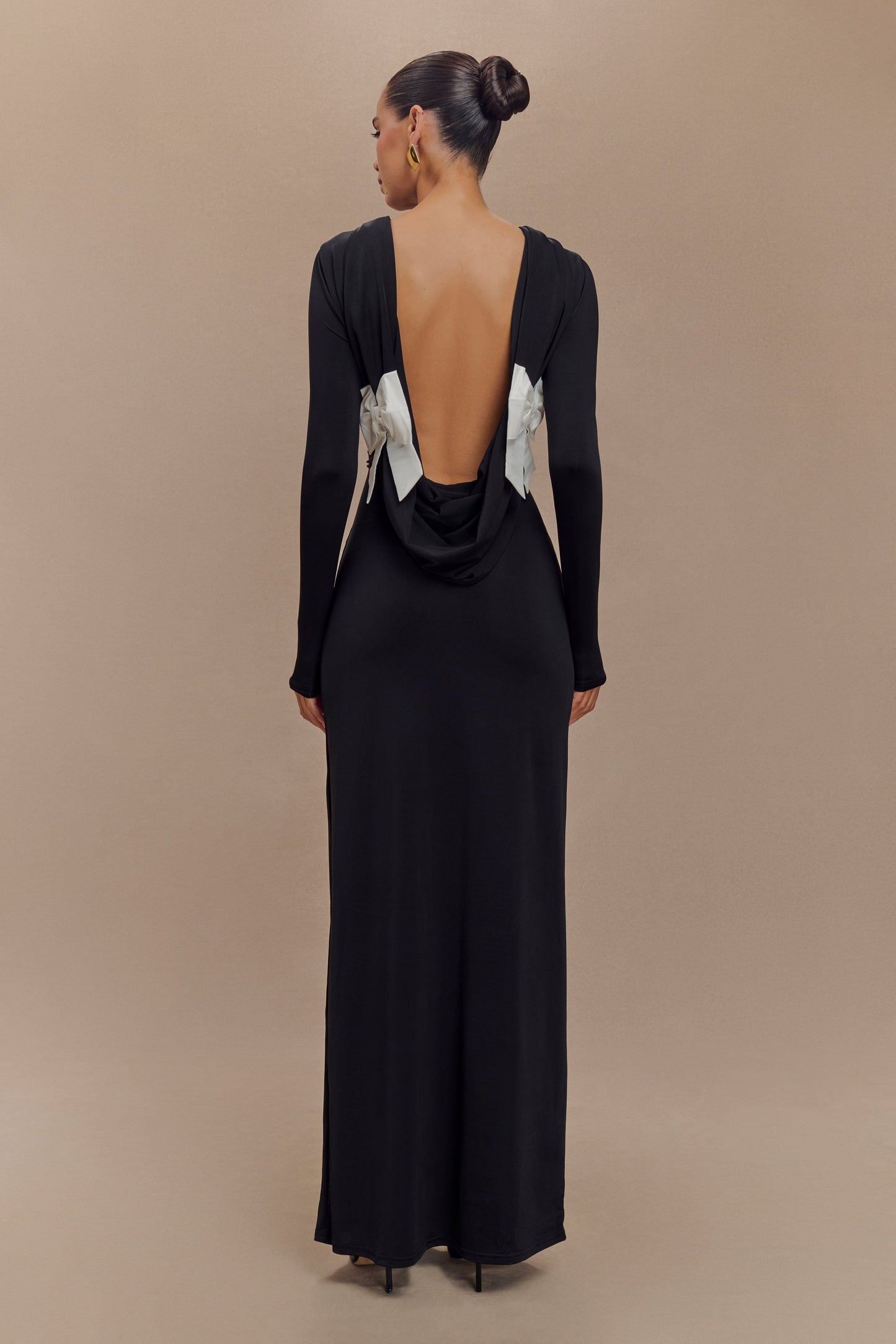 Bennett Slinky Long Sleeve Maxi Dress - Black/White