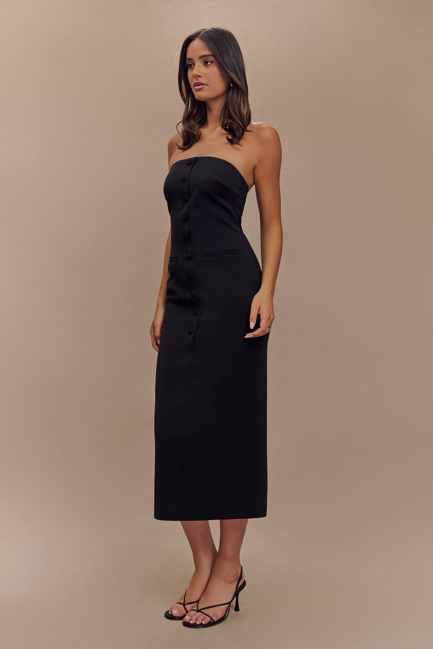 Sussan Strapless Midi Dress - Black