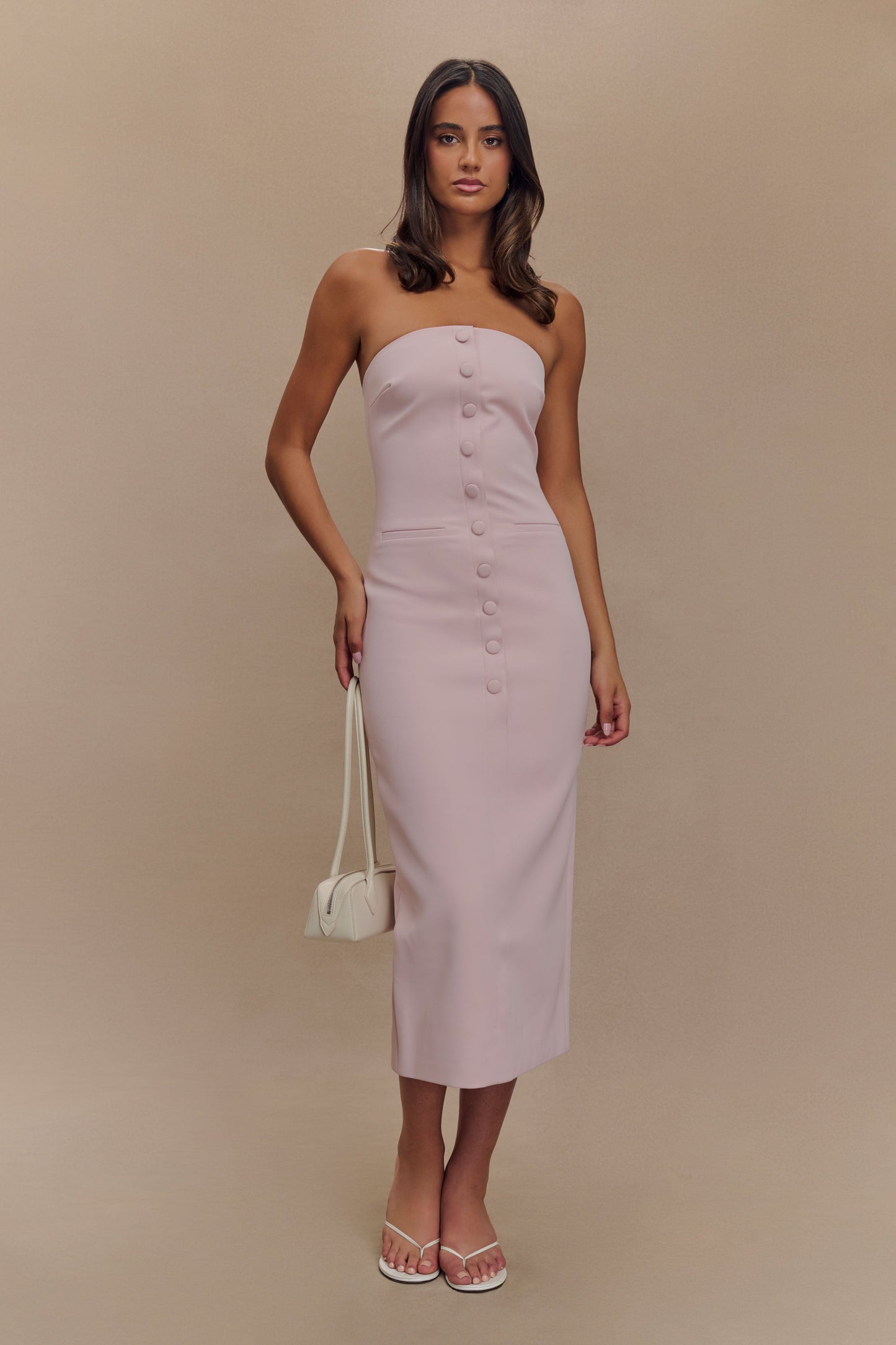 Sussan Strapless Midi Dress - Powder Pink