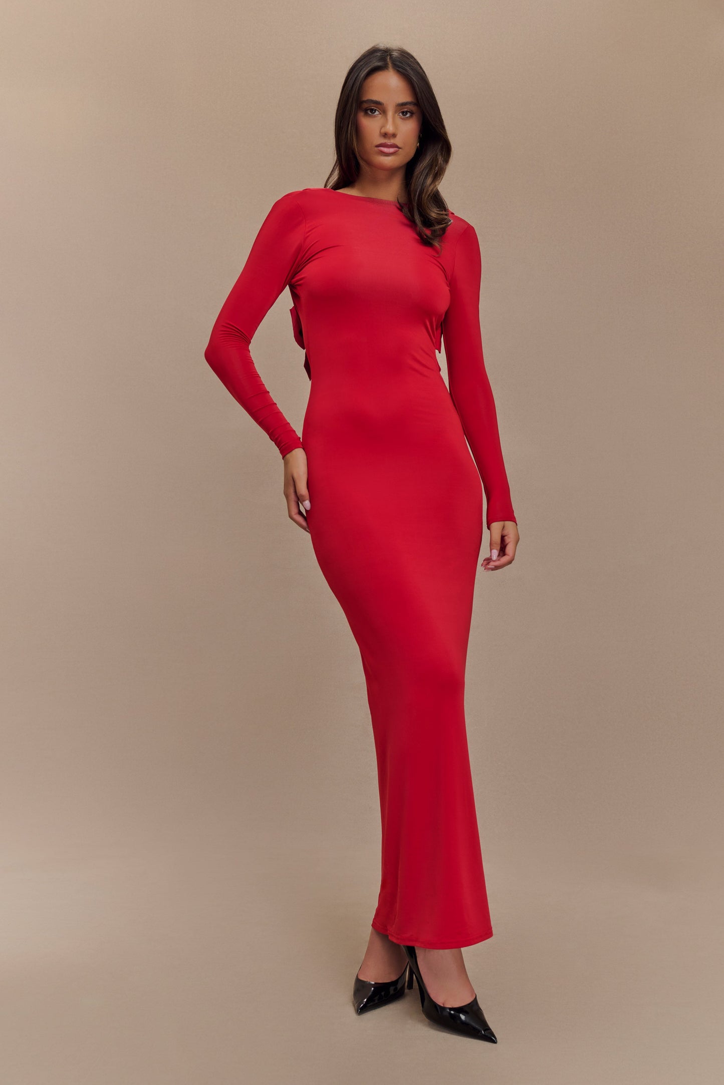 Bennett Slinky Long Sleeve Maxi Dress - Ruby