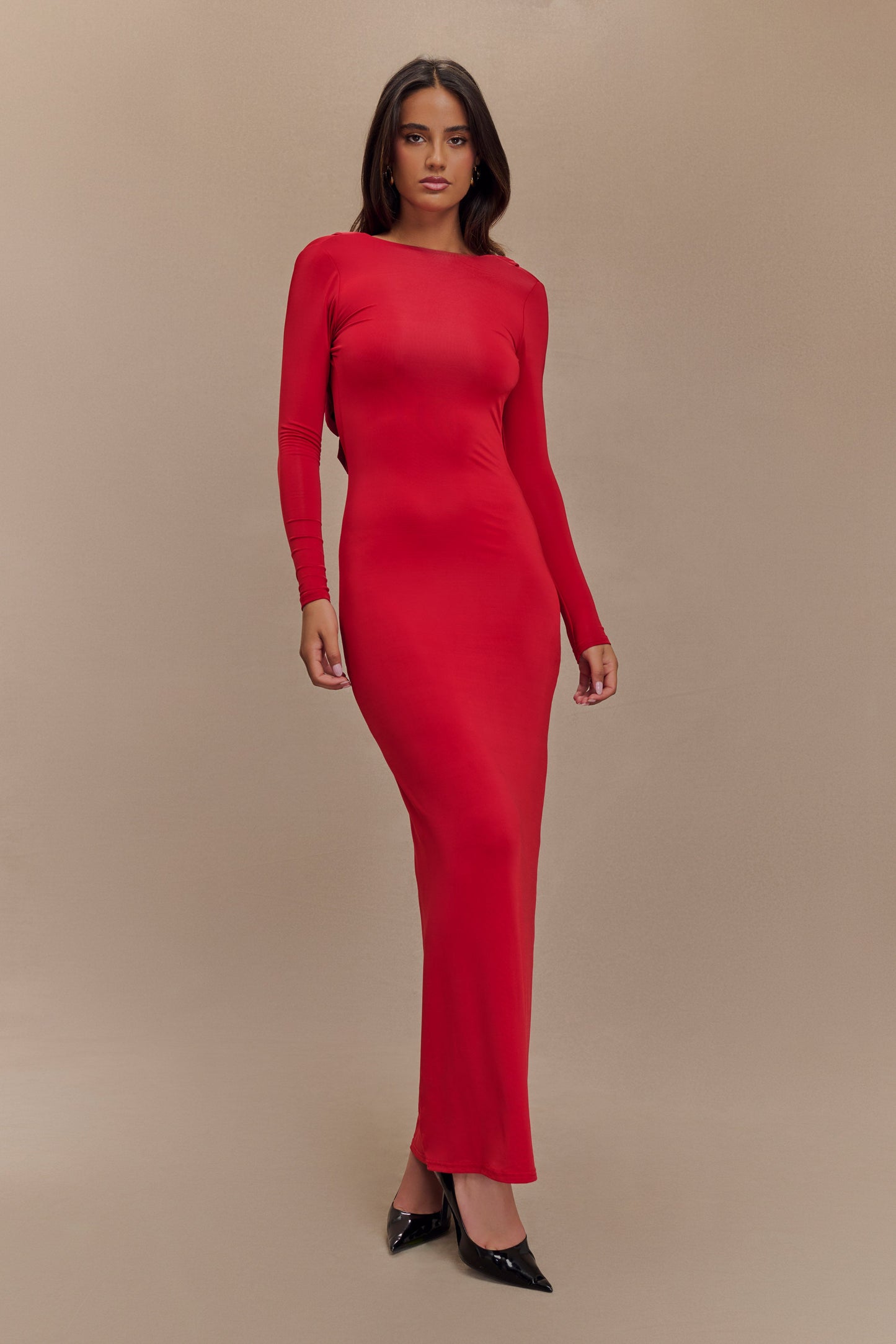 Bennett Slinky Long Sleeve Maxi Dress - Ruby