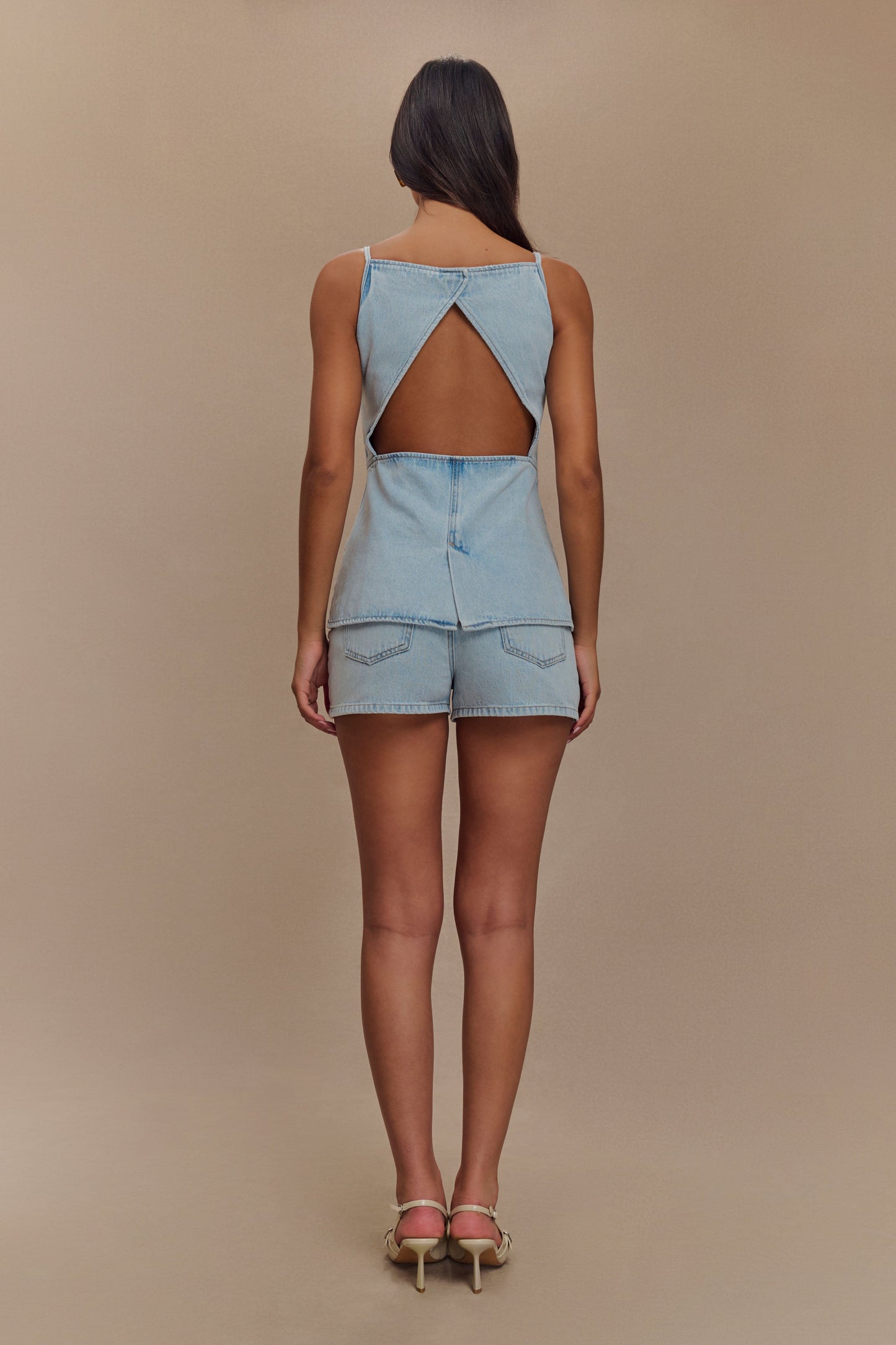 Ashton Sleeveless Button Denim Top - Light Blue