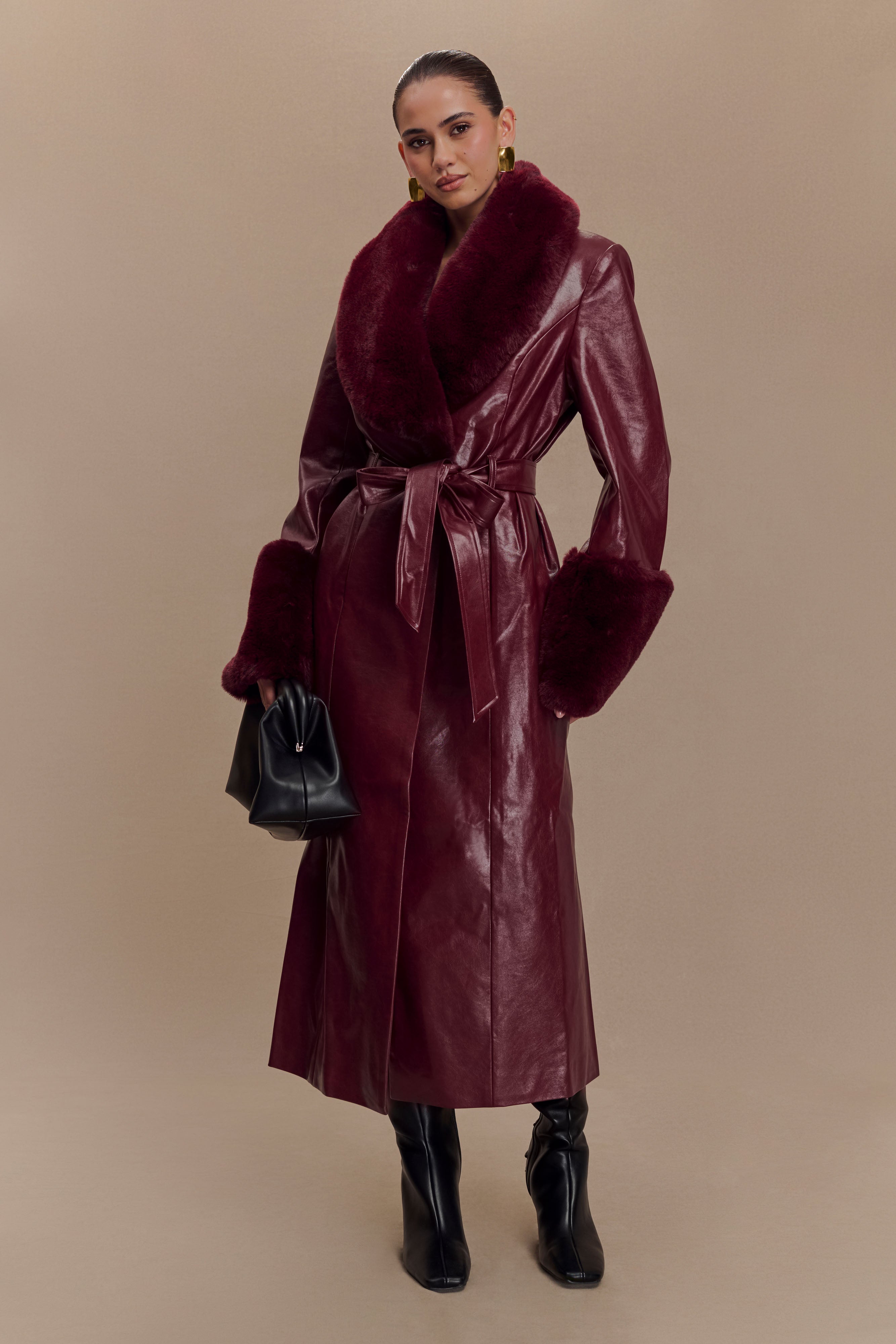 Faux fur trench coat online