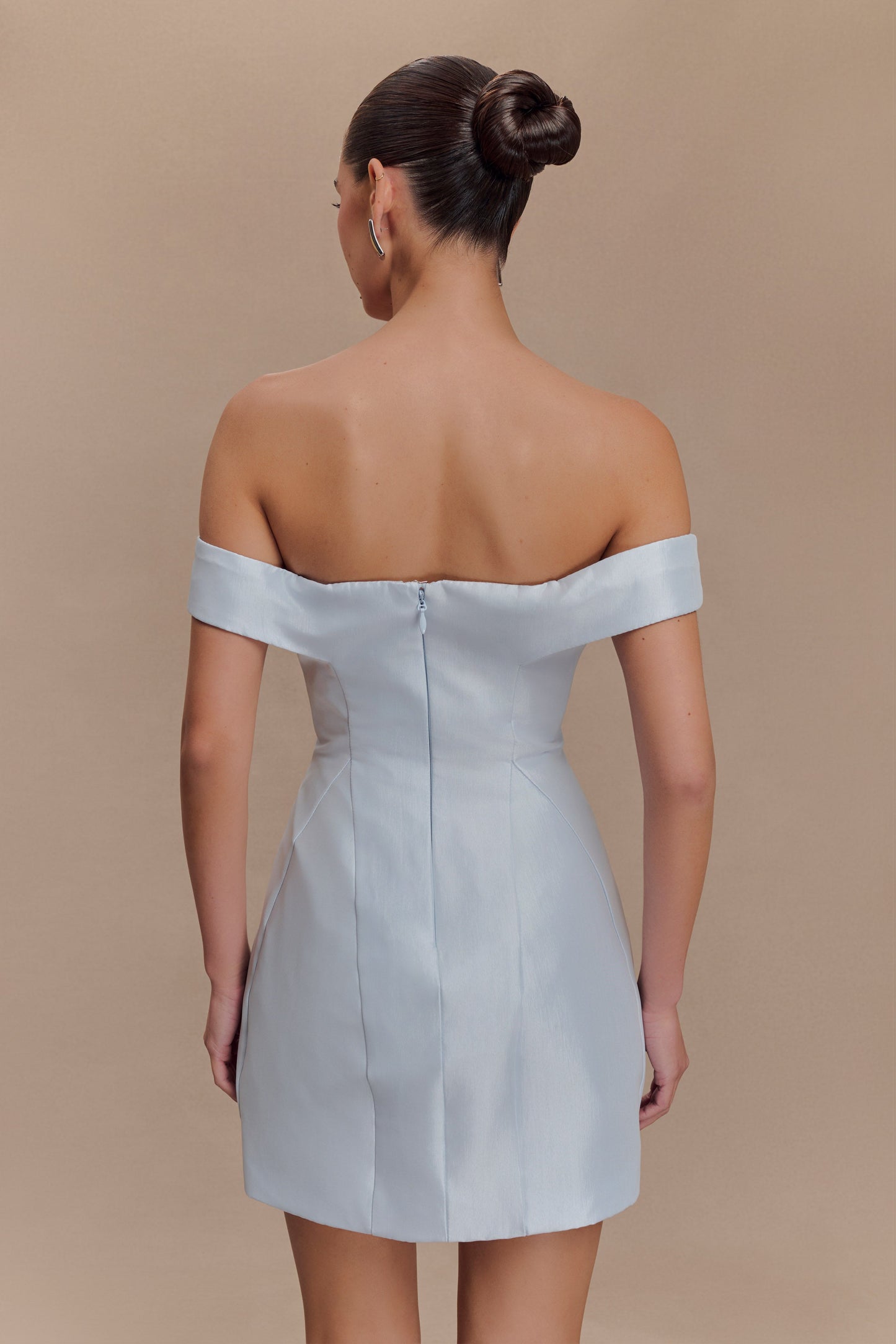 Diana Off Shoulders Mini Dress - Powder Baby Blue