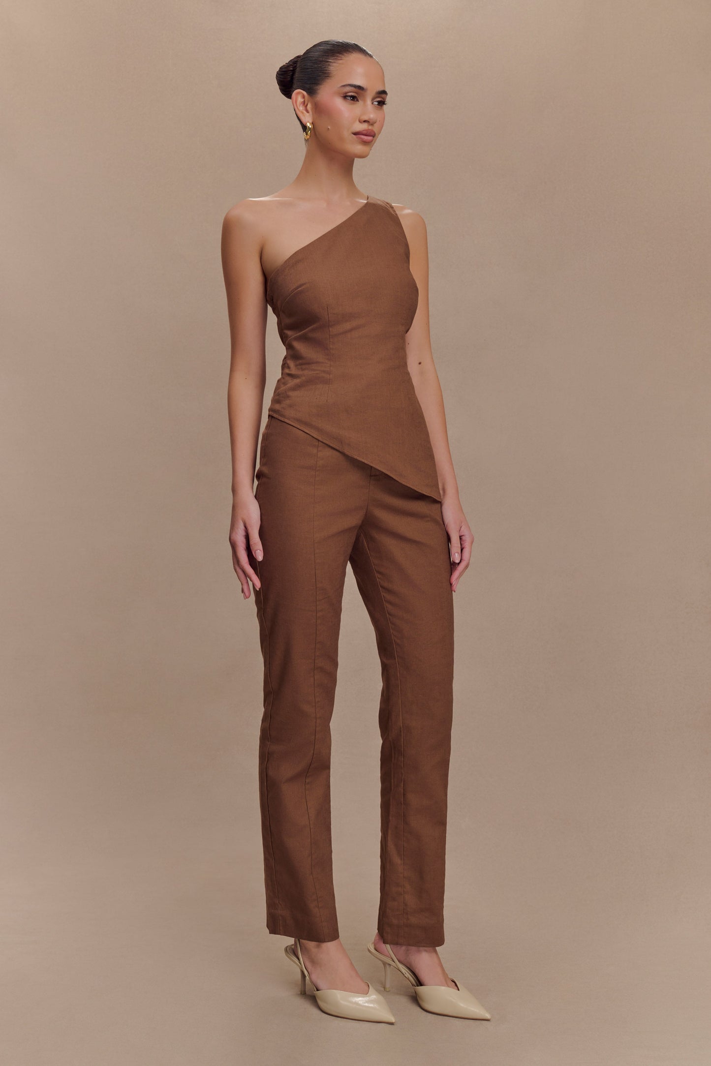 Dora Linen Straight Leg Pant - Cacao Brown