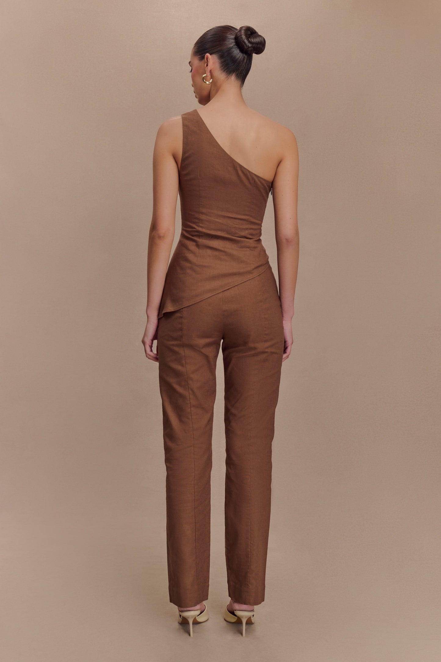 Dora Linen Straight Leg Pant - Cacao Brown