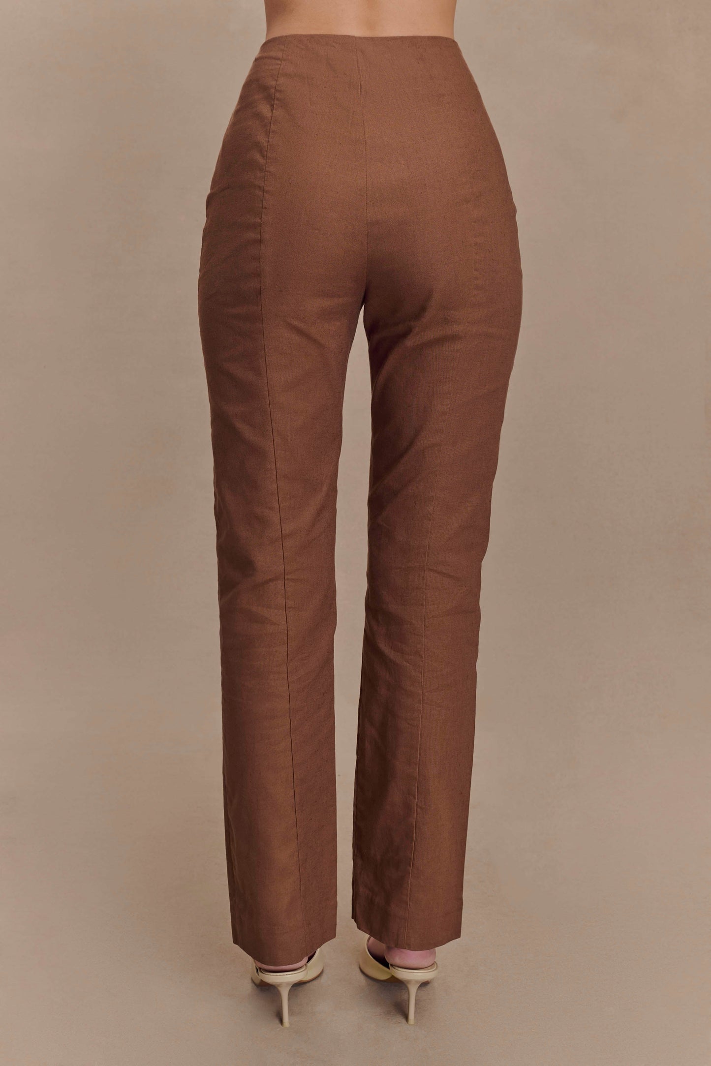 Dora Linen Straight Leg Pant - Cacao Brown