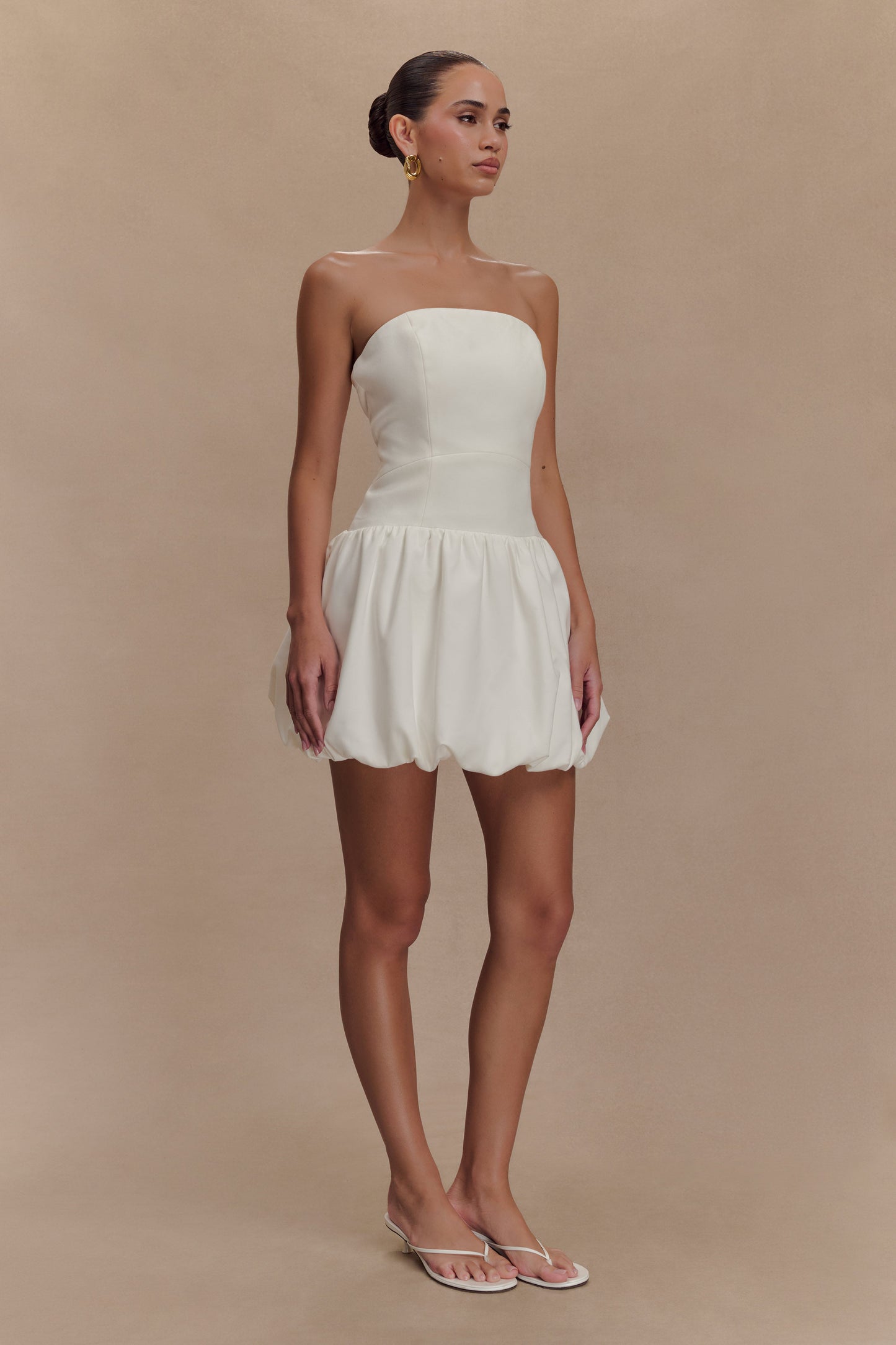 Clementina Strapless Bubble Mini Dress - White