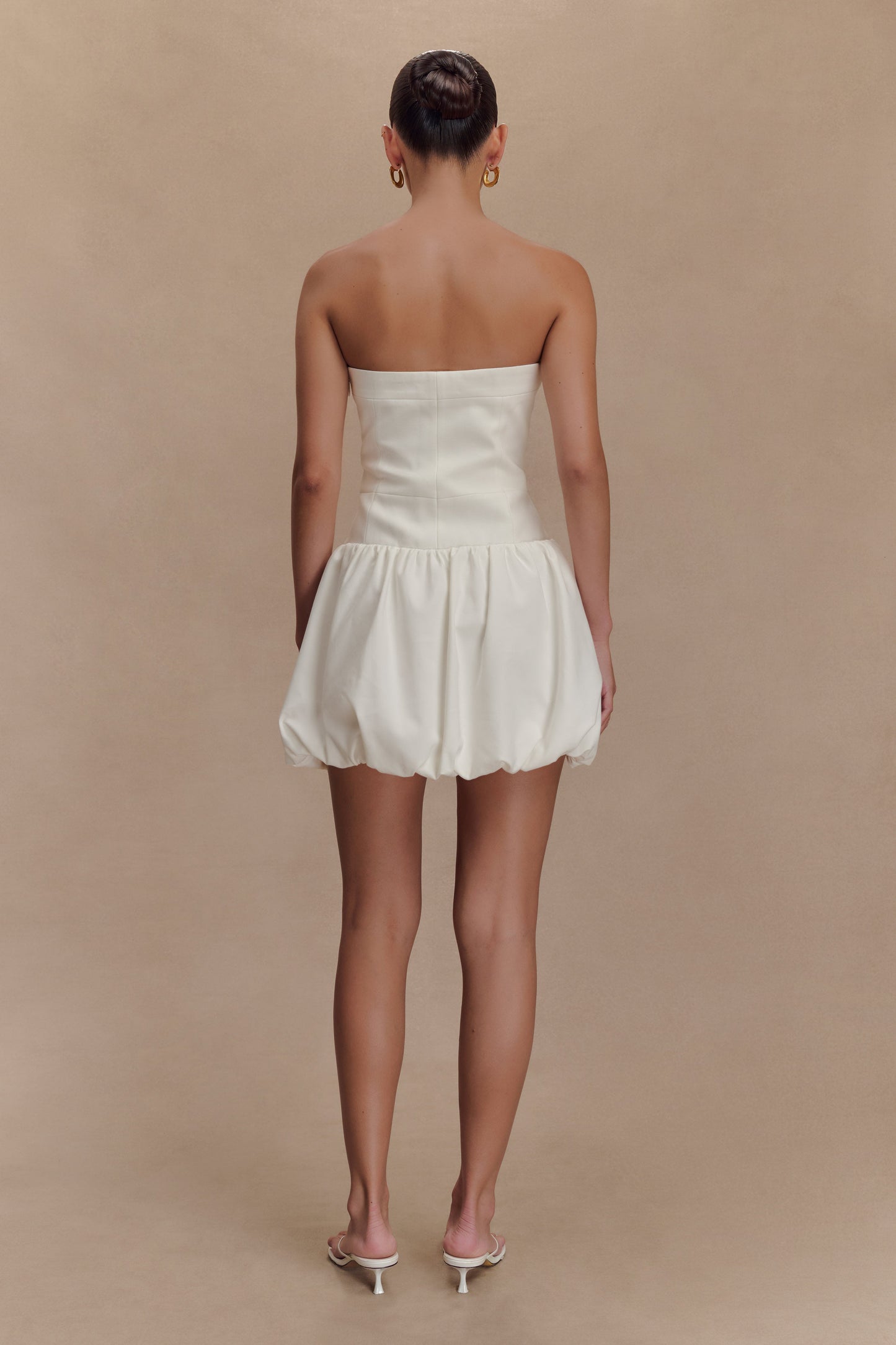 Clementina Strapless Bubble Mini Dress - White